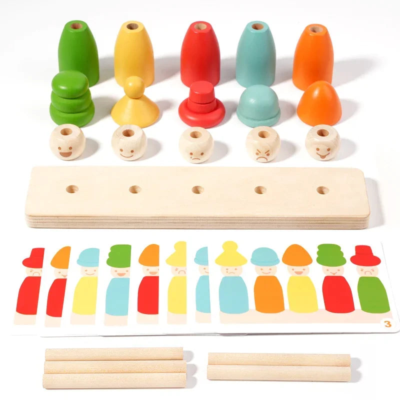 colorful puppet matching game with stackable hats