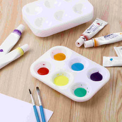 12pcs White Plastic Paint Palettes | Oliver Montessori Toys