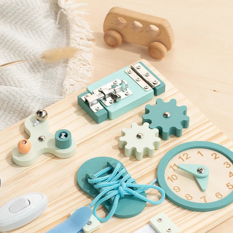 Wooden Activity Busy Board | Oliver & Company Montessori Toys