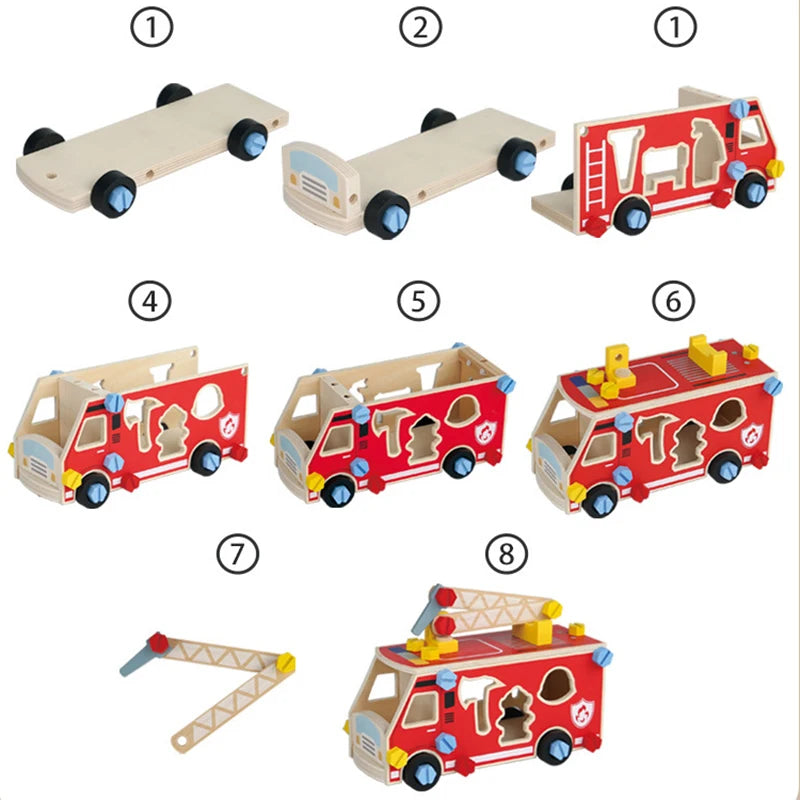 Wooden Tool Bench Vehicle Set Assembly Toy