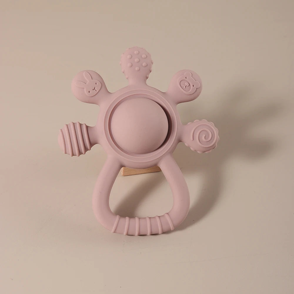 Crab Silicone Rattle Teether - Baby Hand Bell Teething Toy