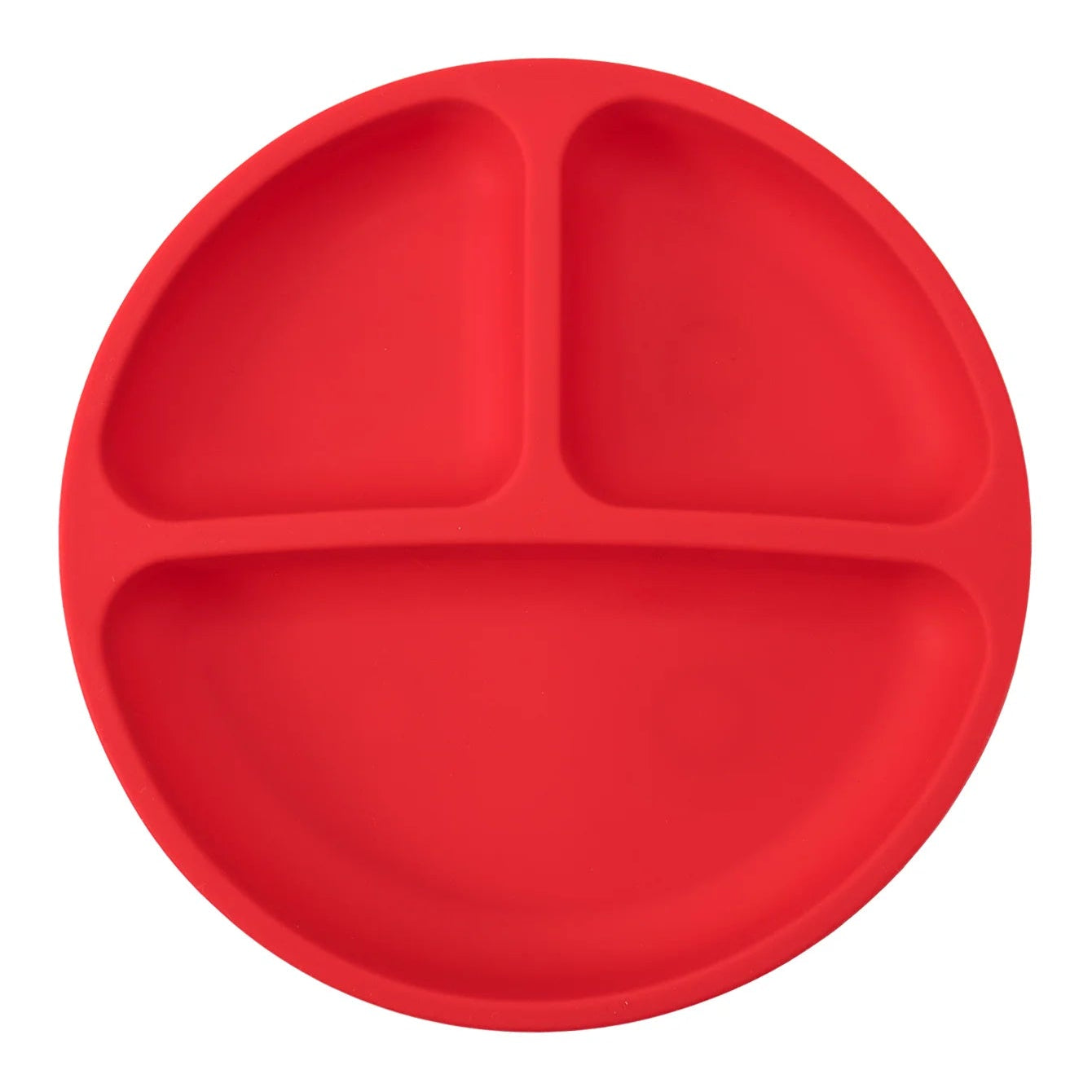 Round silicone divided suction plate in Red