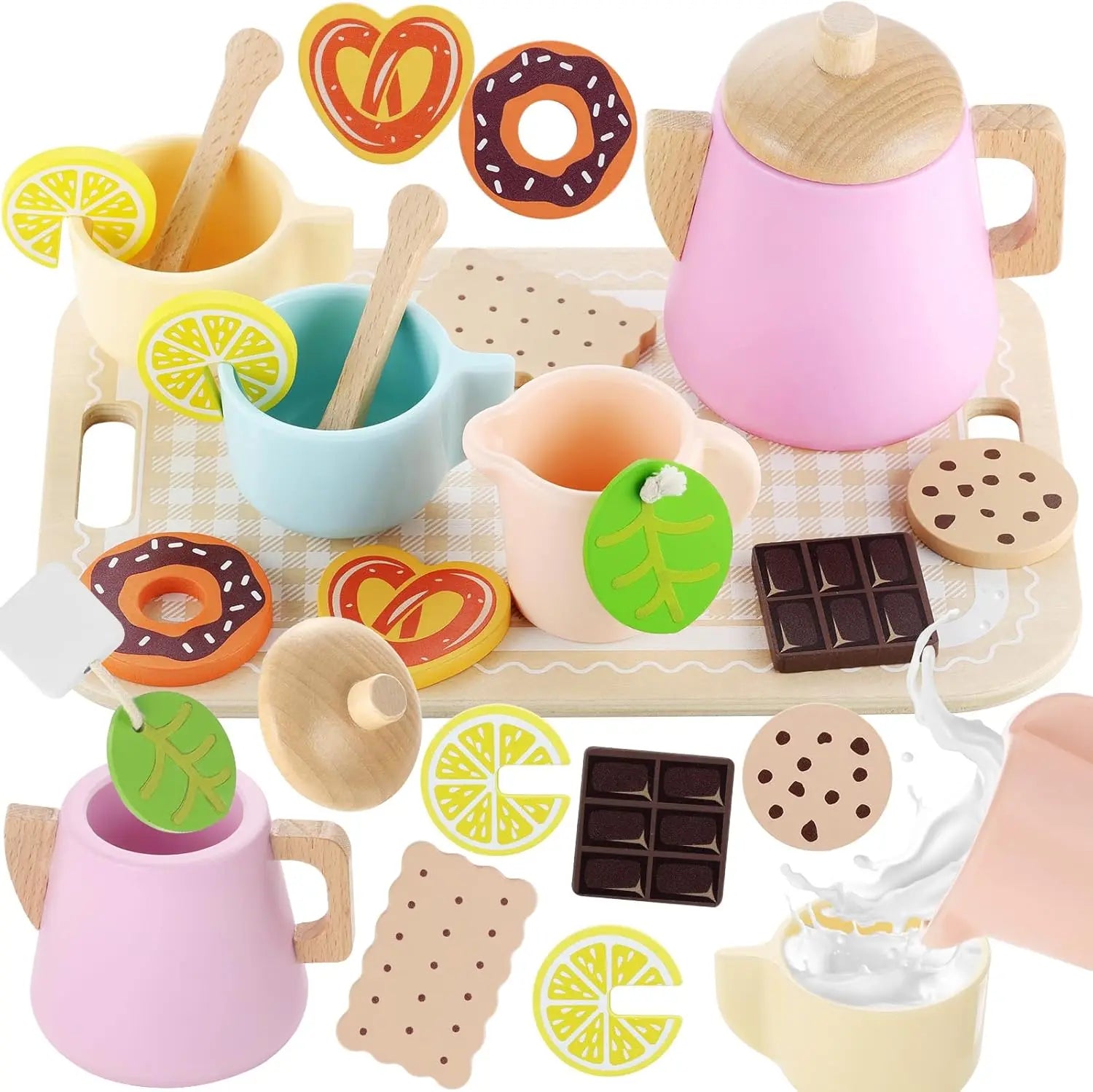 Wooden Tea & Snack Play Set | Oliver Montessori Toys