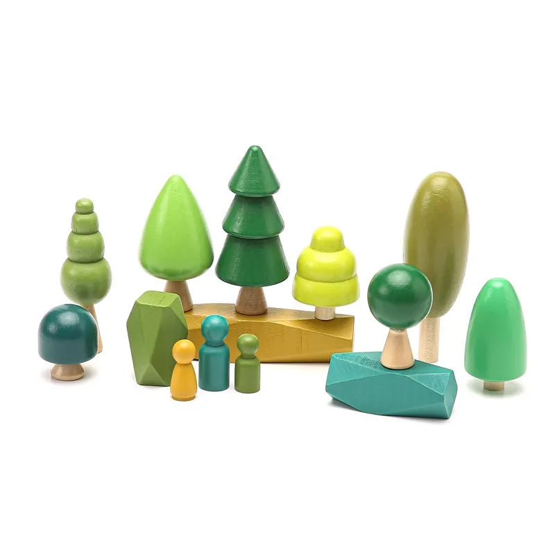 Wooden Forest Trees and Tiny Houses