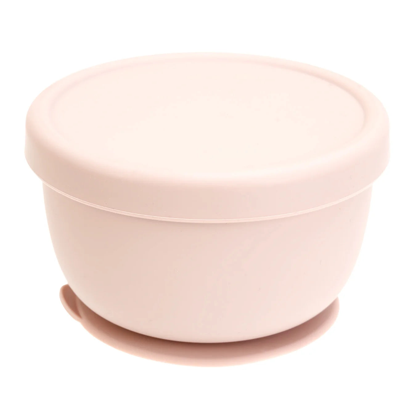 Blush silicone suction bowl with lid