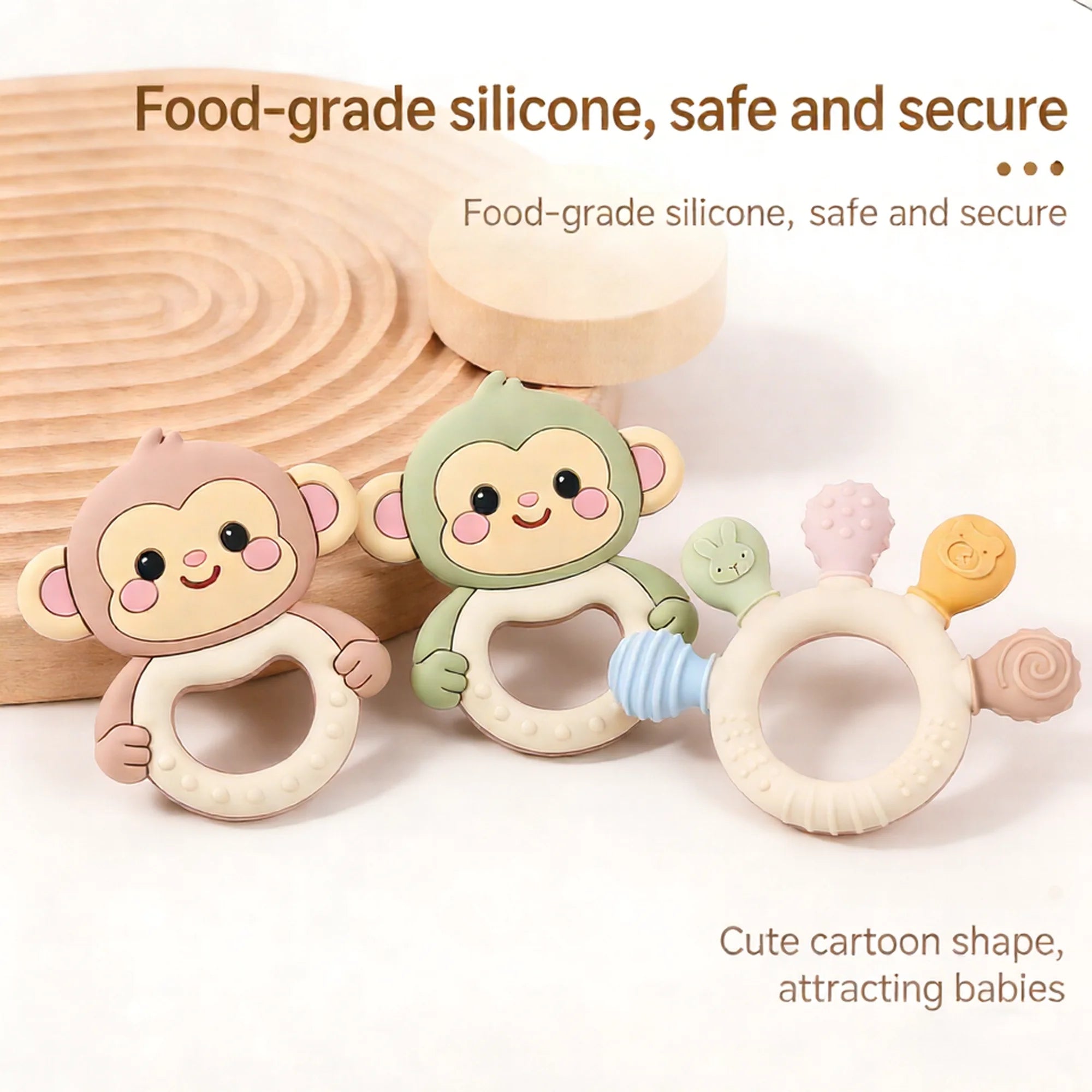 Silicone Monkey Teether with Ring - Oliver & Company