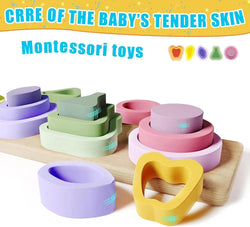 Wooden Shape Sorter & Color Stacker | Montessori Toy | Oliver & Company