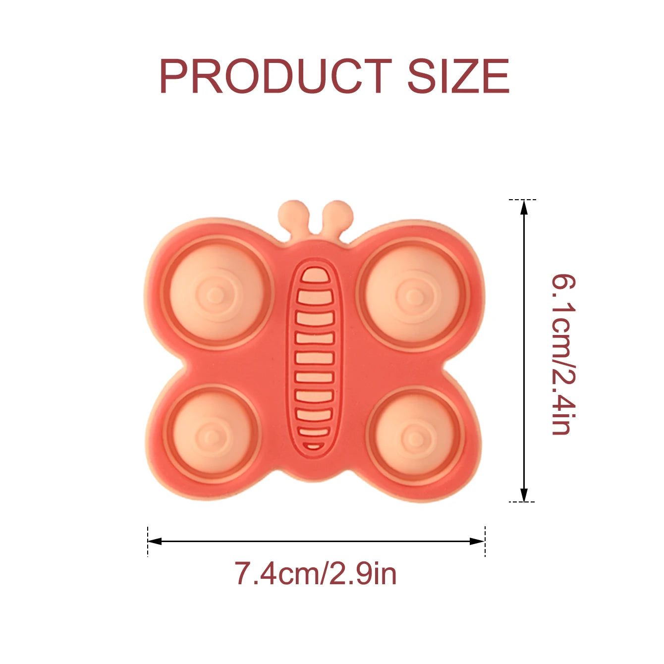 Butterfly teether, 7.4cm wide and 6.1cm tall