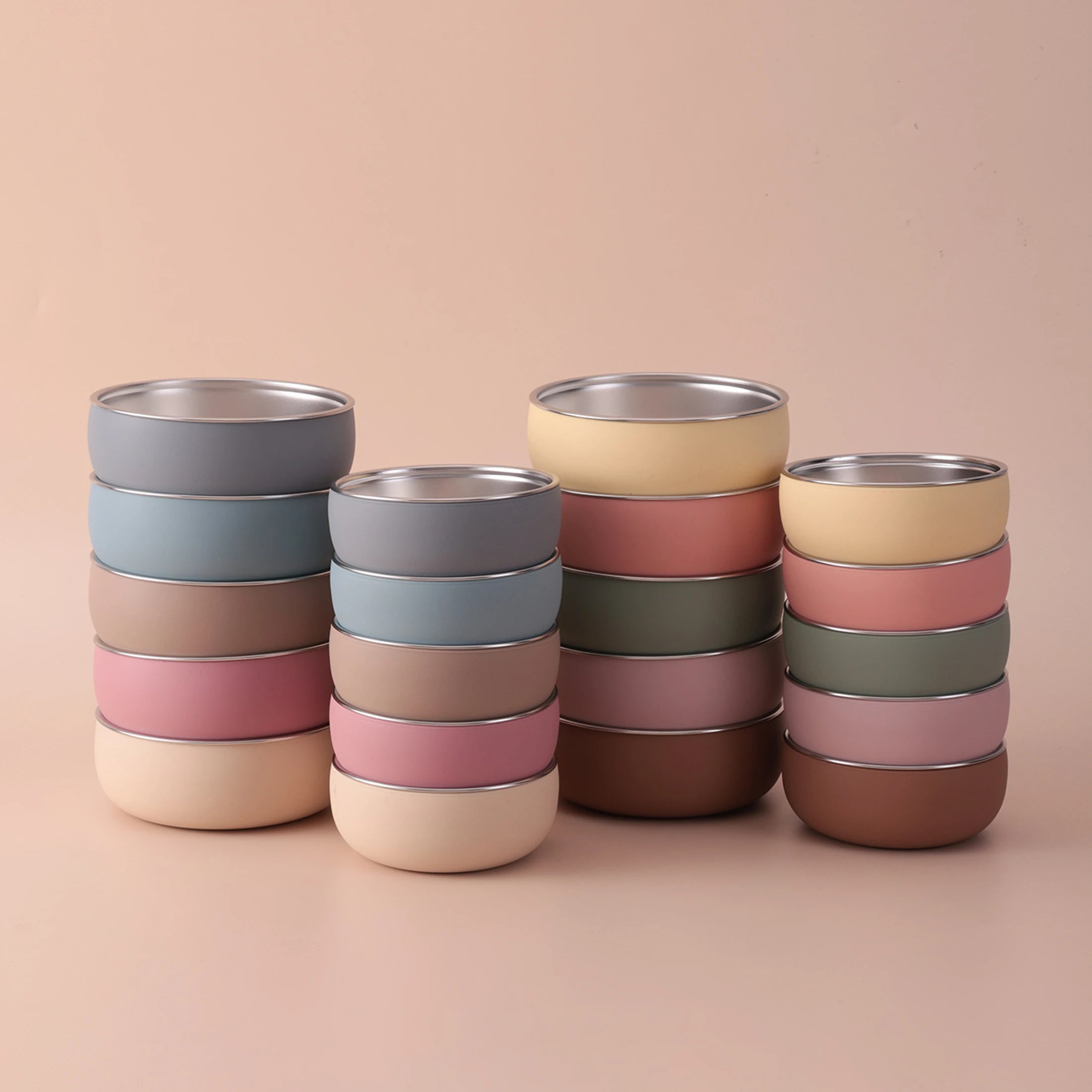 2-Piece Stainless Steel Bowl Set with Detachable Silicone Bases | Oliver Montessori Toys