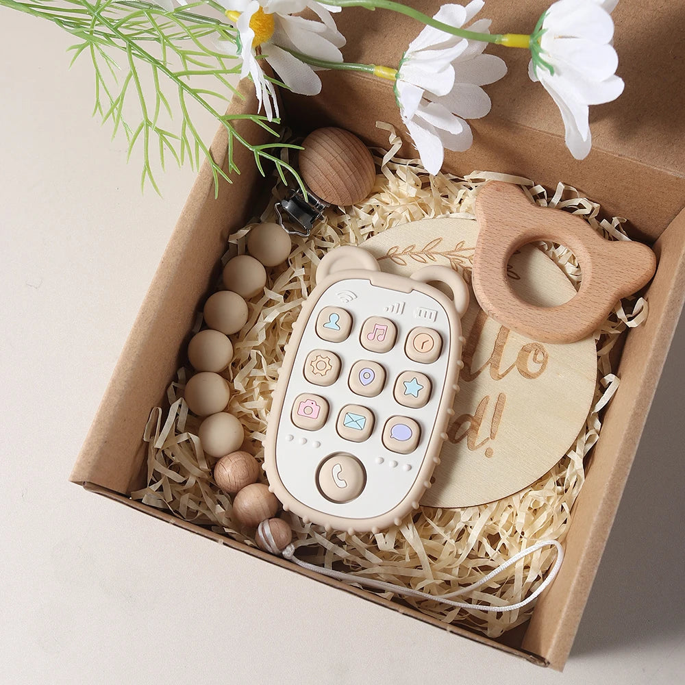 Remote Control & Wooden Teether Baby Gift Set