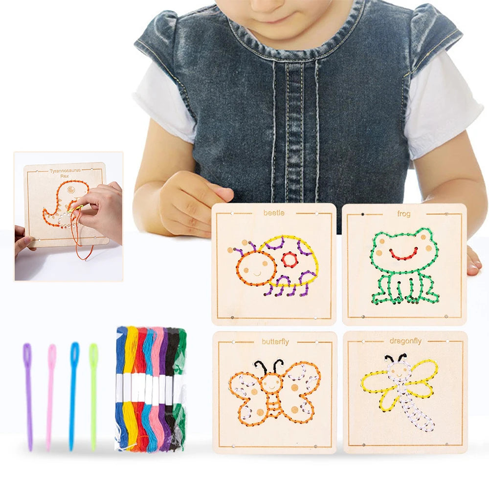 Wooden Lacing Boards for Kids – Montessori Threading – Oliver & Company