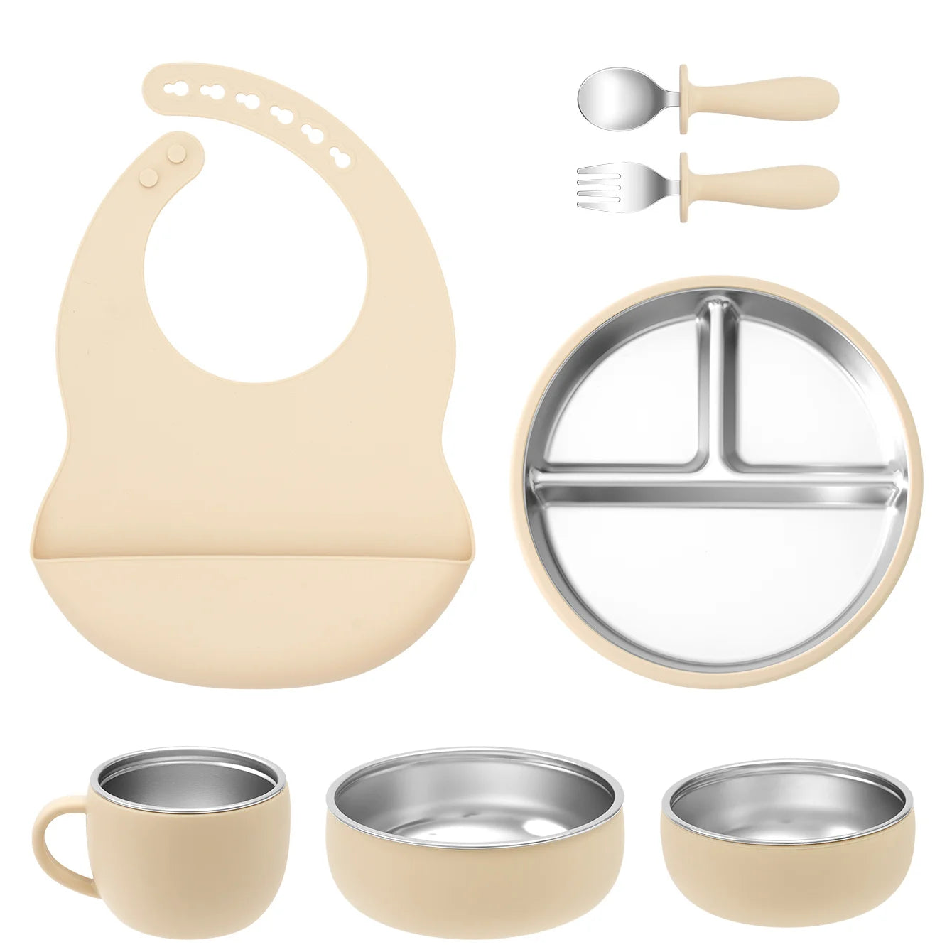7-Piece Baby Feeding Set | Stainless Steel & Silicone BPA-Free | Oliver & Company
