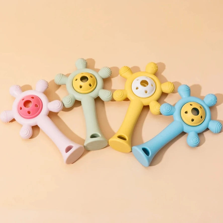 Silicone Teether and Rattle Toy | Baby Sensory Teething Ring