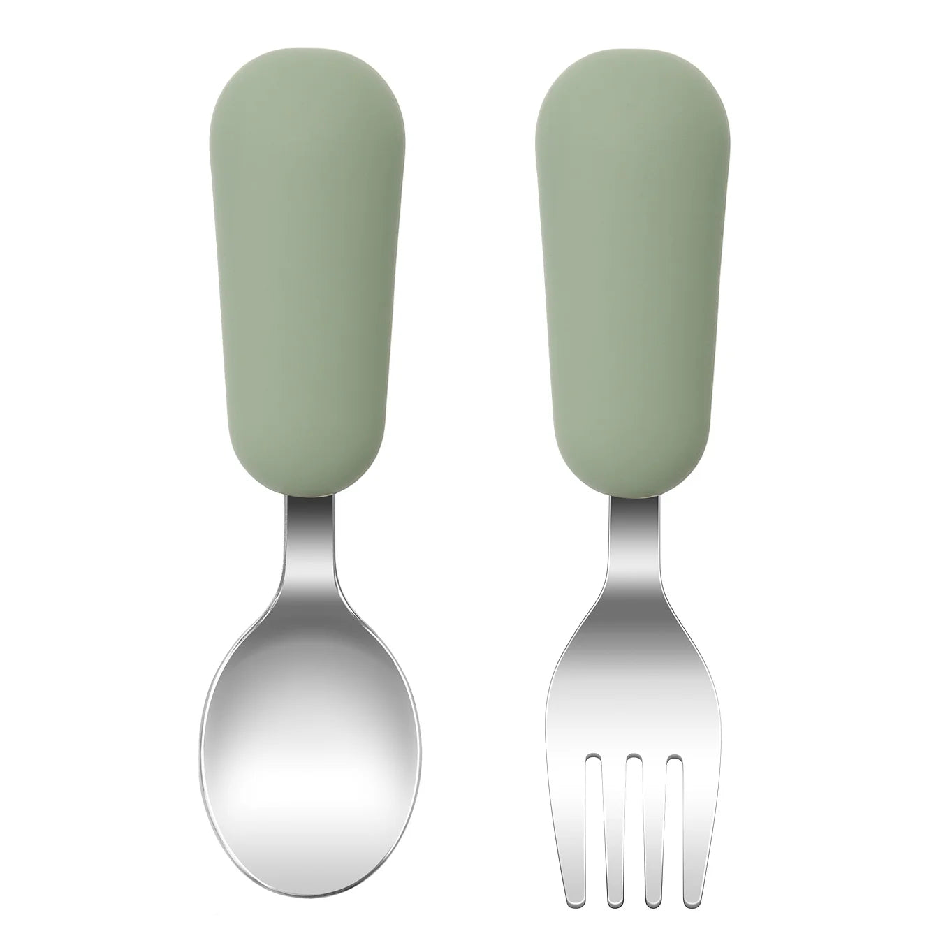 2-Piece Stainless Steel Silicone Fork and Spoon Set | Oliver & Company Montessori Toys