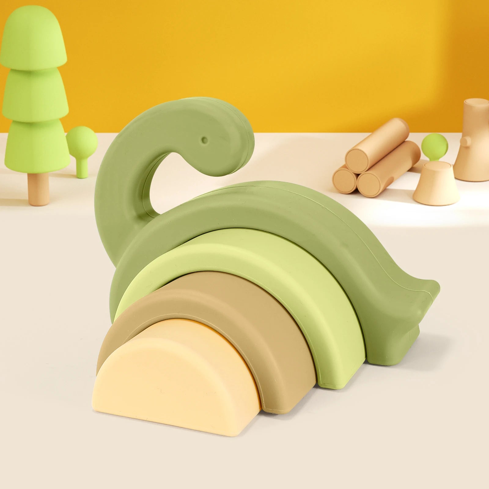 Dinosaur Shaped Silicone Stacking Blocks