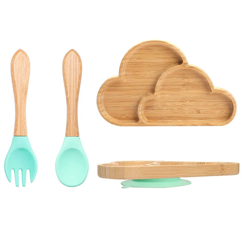 3pc Bamboo Baby Plate Set with Spoon & Fork