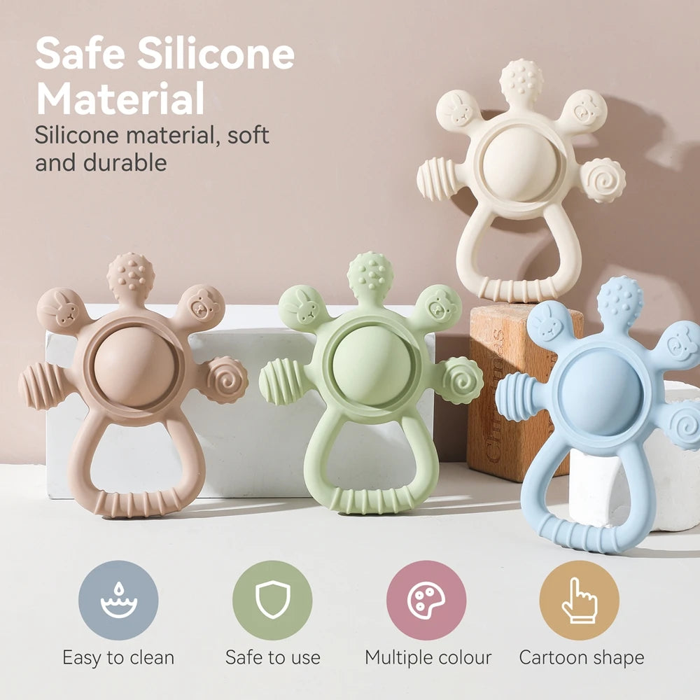 Silicone Teether Rattle & Hand Bell