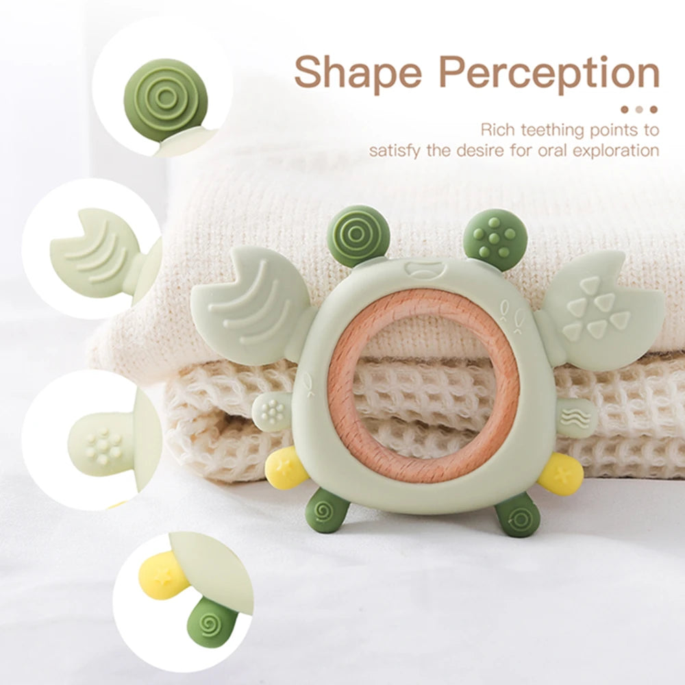 Colorful Cartoon Crab Baby Teething Toy | Oliver Montessori