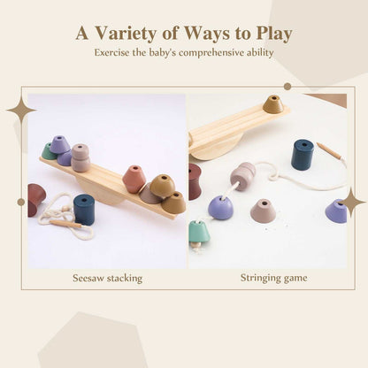 Montessori seesaw balancing and threading toys