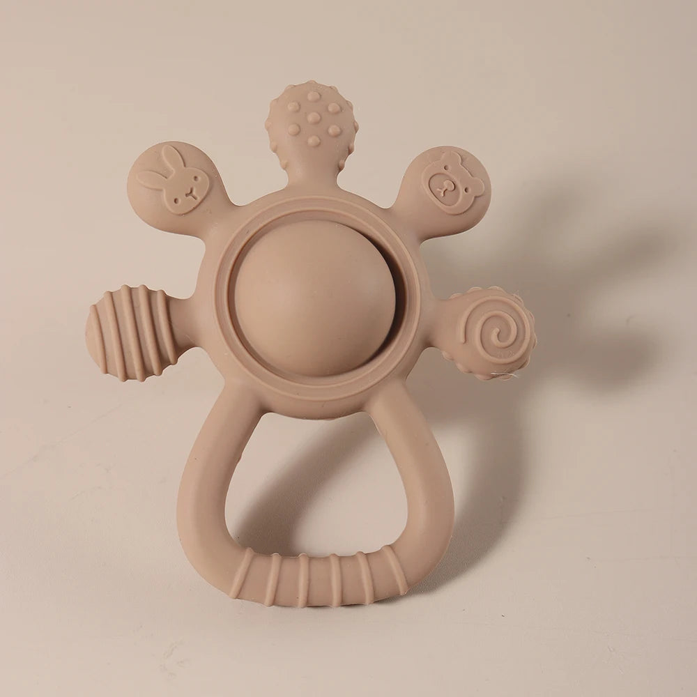 Crab Silicone Rattle Teether - Baby Hand Bell Teething Toy