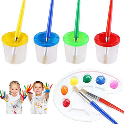 9 Pcs No Spill Paint Cups, Brushes & Palettes | Oliver Montessori