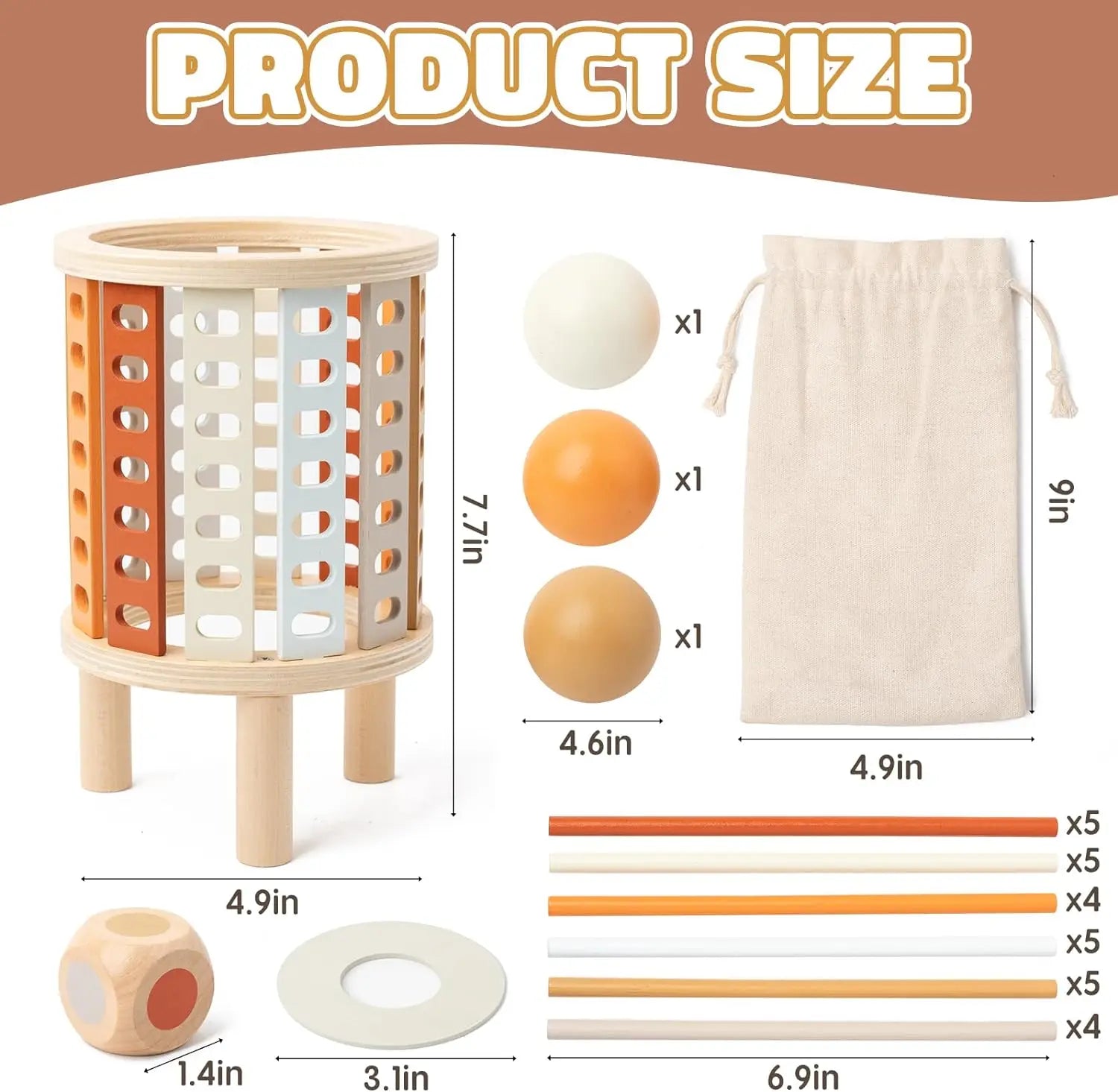 Montessori Wooden Stick & Ball Drop Game