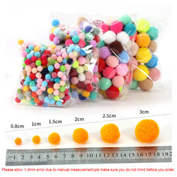 10,000 Pompoms 8mm 10mm 15mm Craft DIY Supplies for creative projects, showing a variety of pom poms in different sizes for crafting fun.