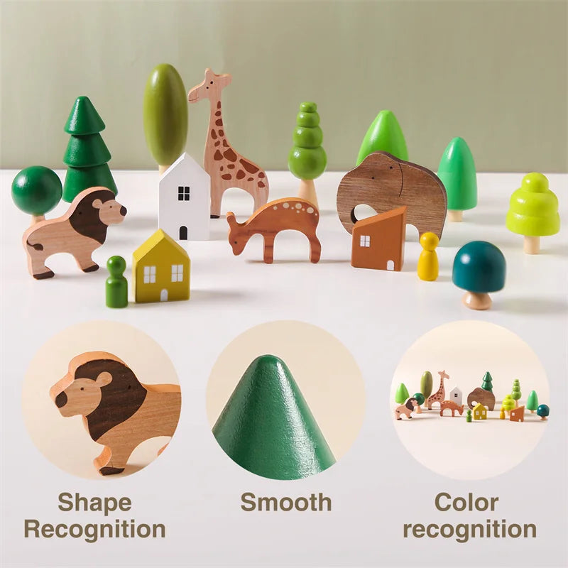 Wooden Forest Trees and Tiny Houses