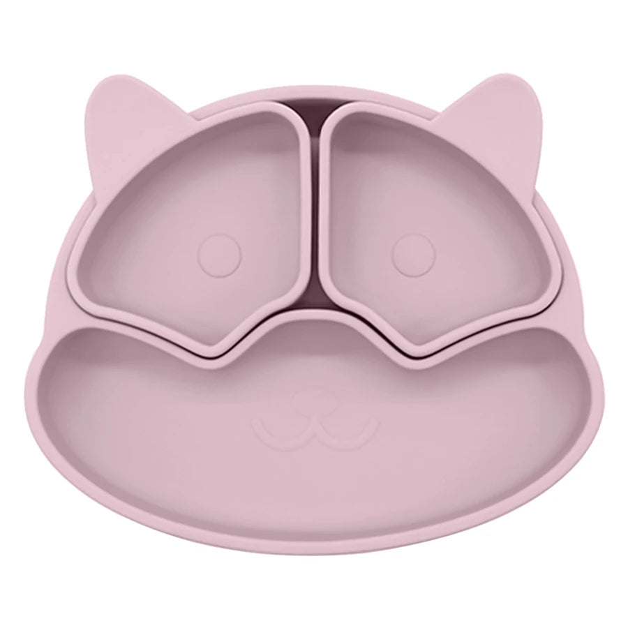 Rose pink fox silicone divided suction plate