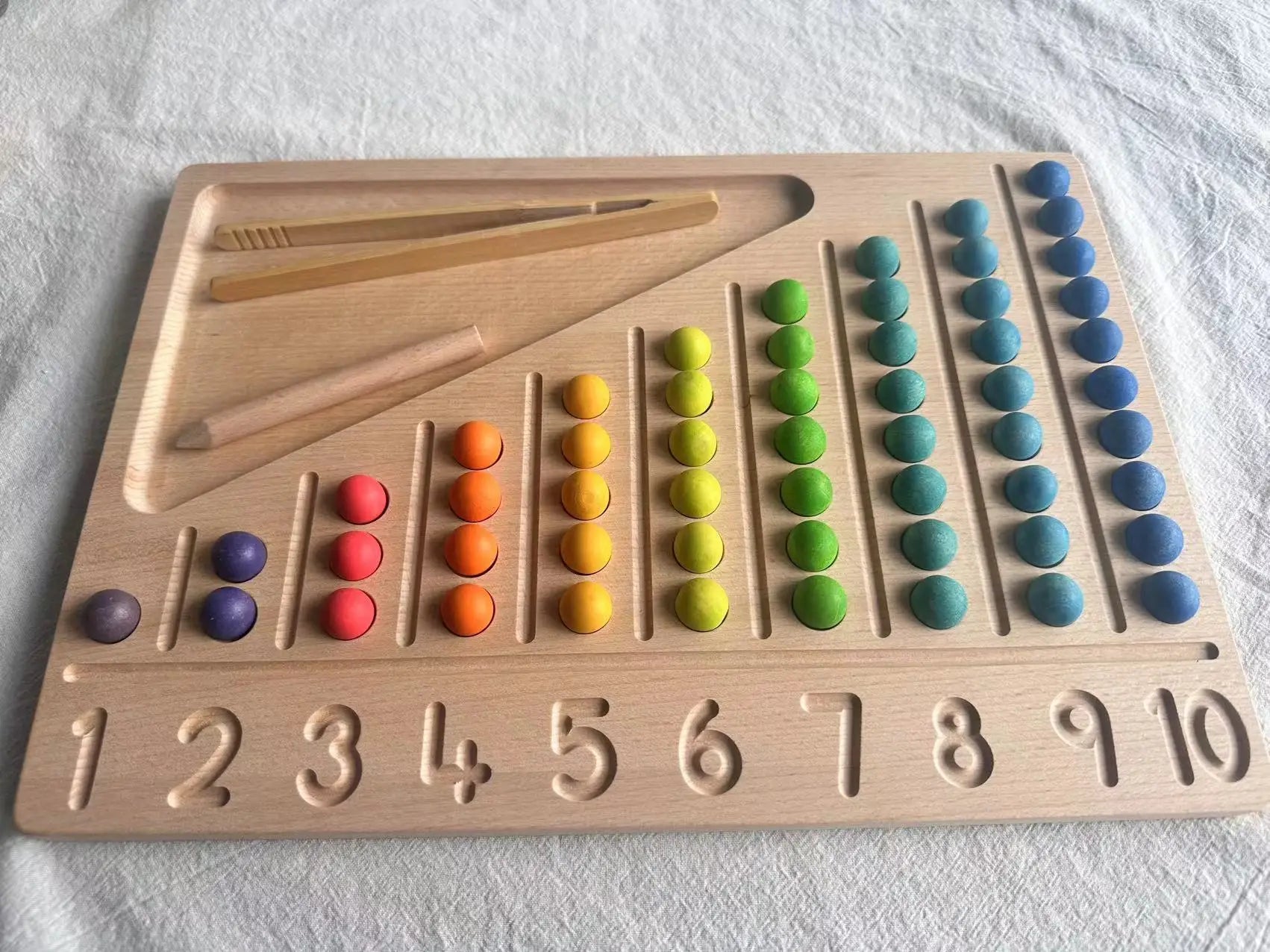 Wooden 100 Peg Board with Beads, Alphabets, and Numbers