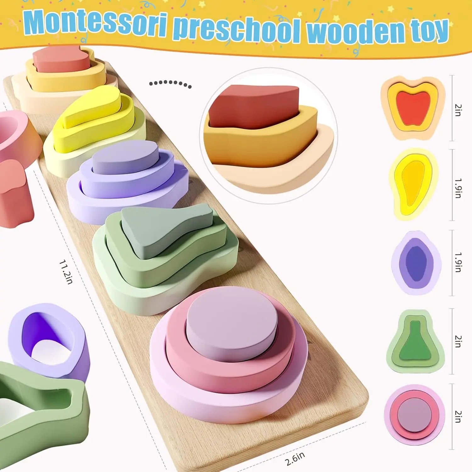 Wooden Shape Sorter & Color Stacker | Montessori Toy | Oliver & Company