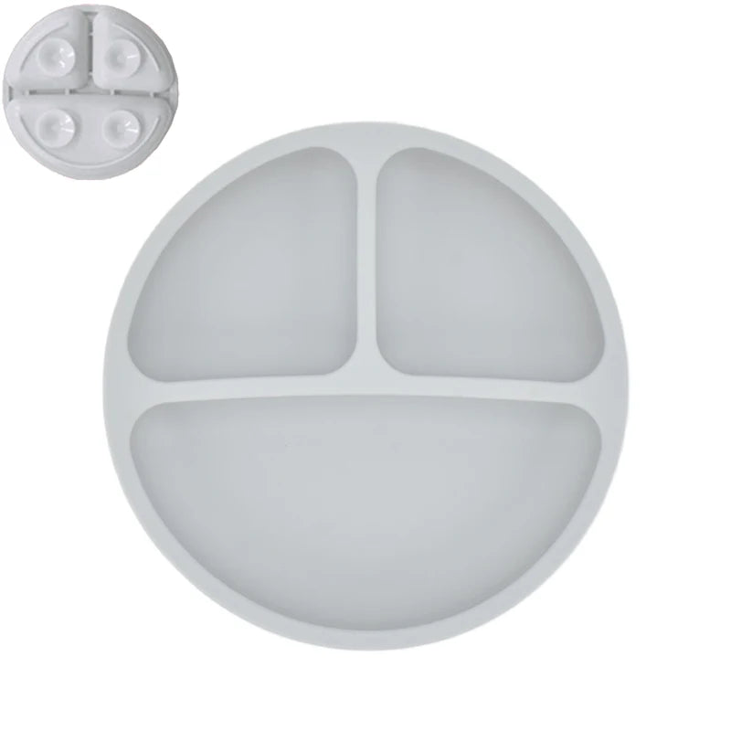 Round silicone mold with three compartments on a white background