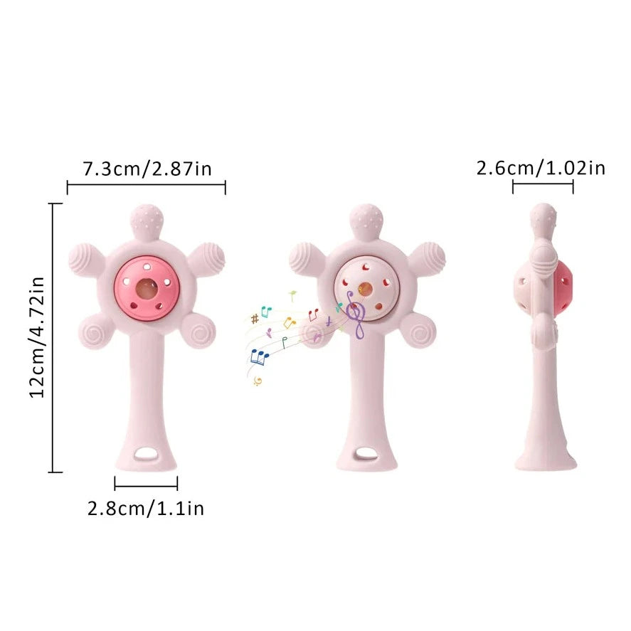 Silicone Teether and Rattle Toy | Baby Sensory Teething Ring