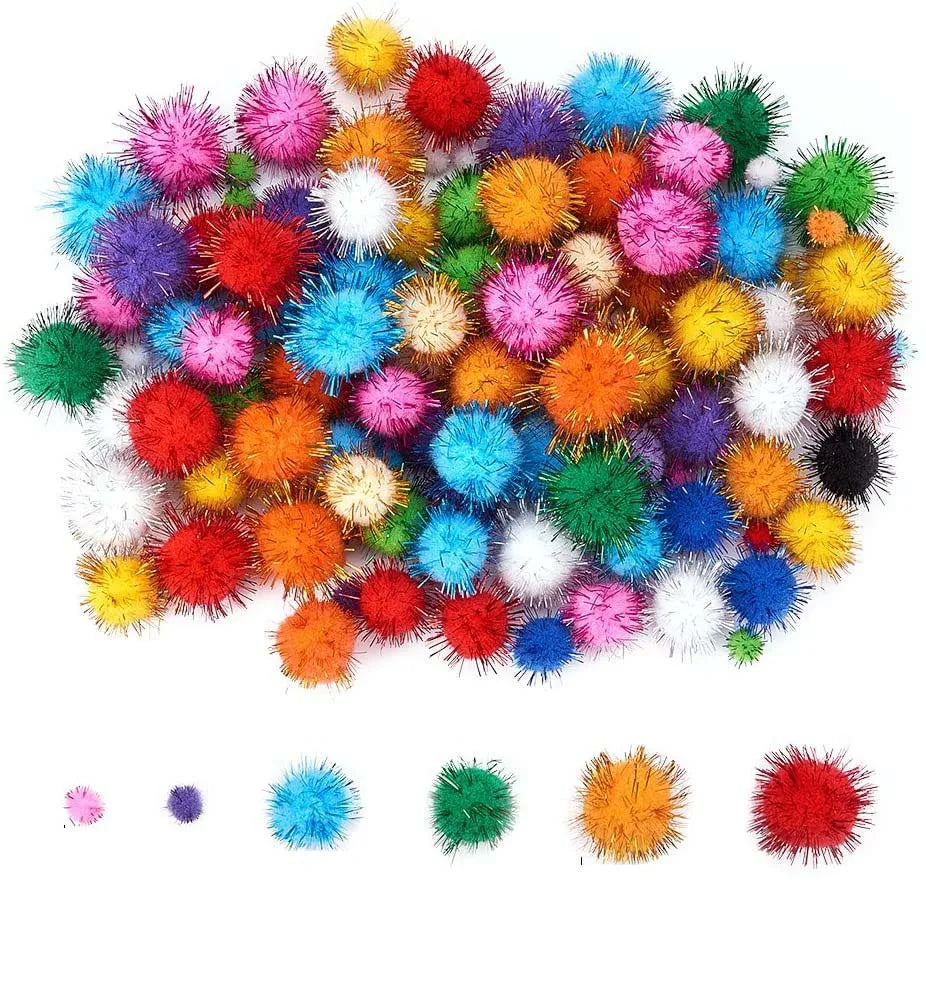 Mixed Color Glitter Pompom Balls