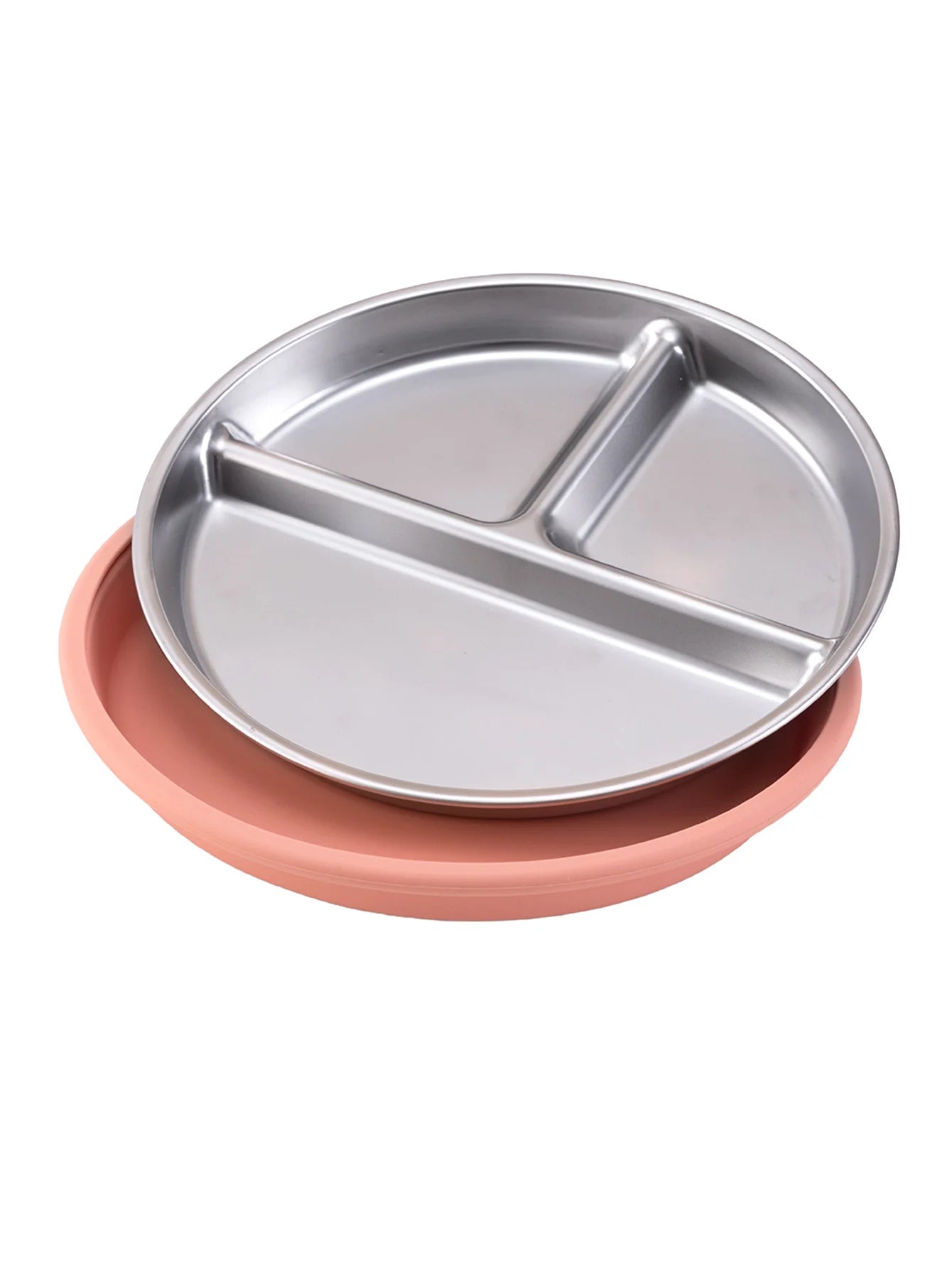 Stainless Steel Divided Plate with Detachable Silicone Suction Base | Oliver & Company Montessori Toys