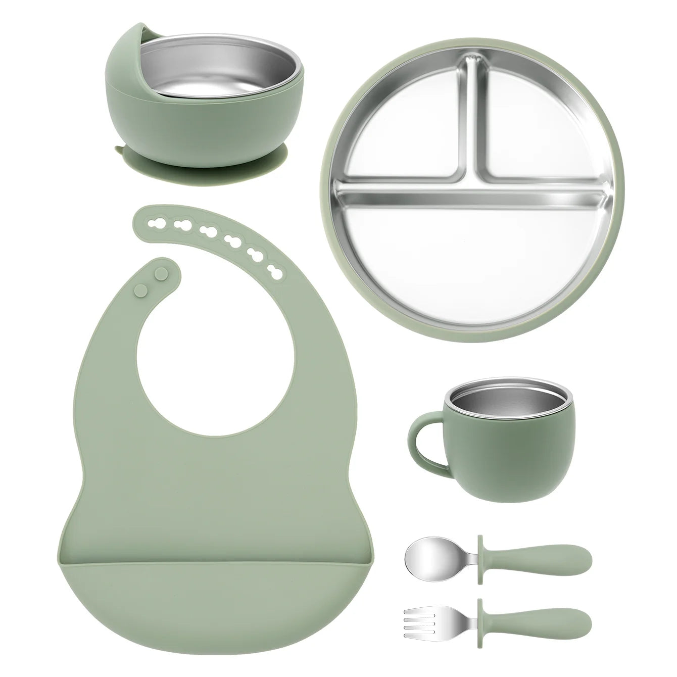 Silicone and Stainless Steel Tableware Set