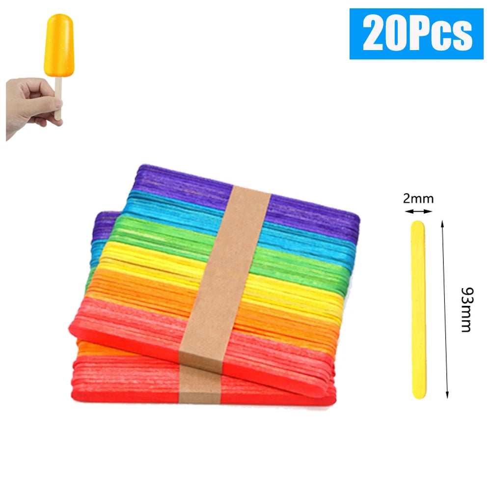 Natural Wooden and Colored Popsicle Sticks | Oliver Montessori