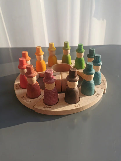 Montessori Wooden Toys: Beech Wood Rainbow Calendar Peg Dolls  Oliver & Company Montessori Toys calendar set B R  