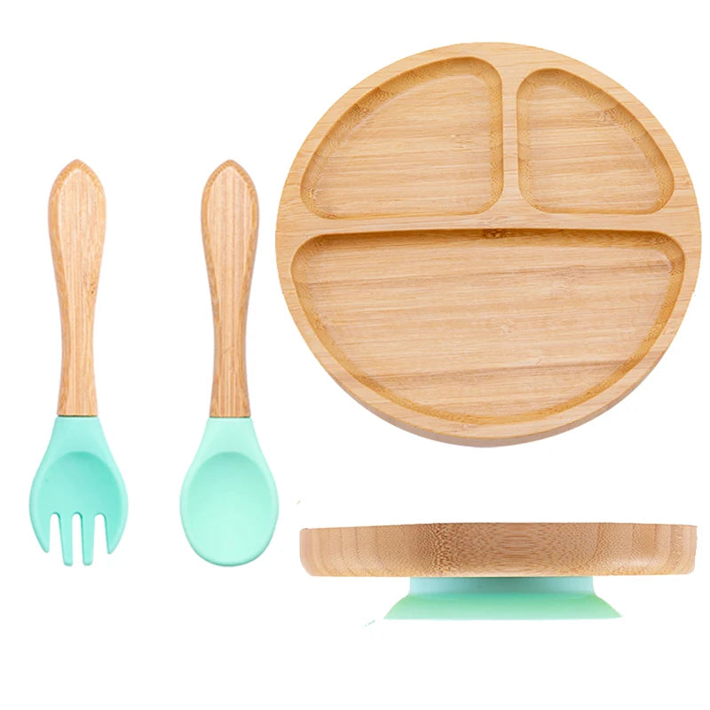3pc Bamboo Baby Plate Set with Spoon & Fork