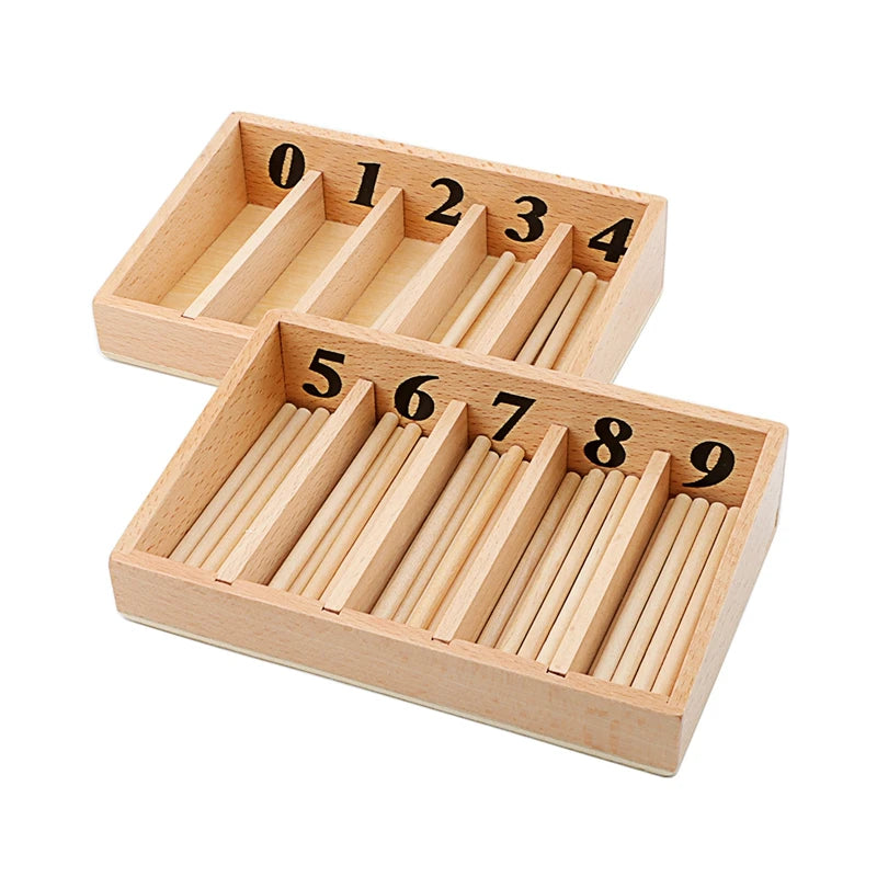 Two spindle boxes filled with spindles