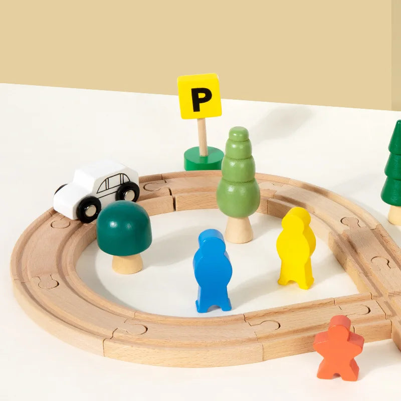 Wooden Figure-8 Train Track Set | Oliver Montessori Toys