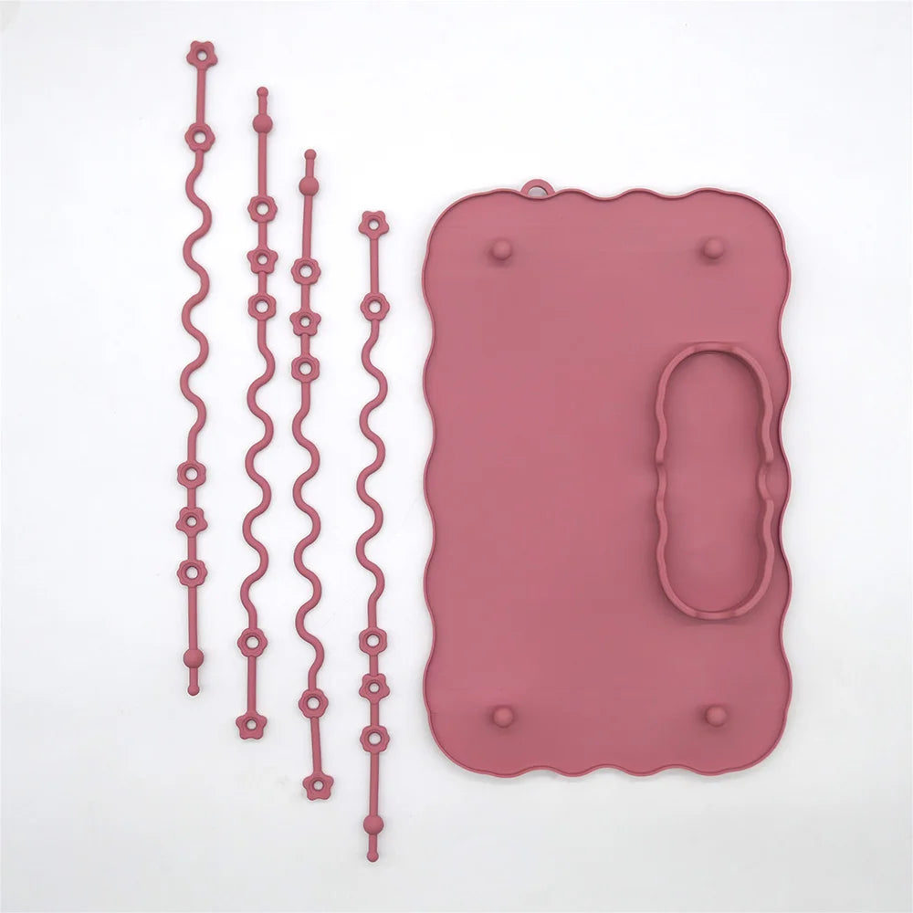 Wine red suction placemat with tether straps