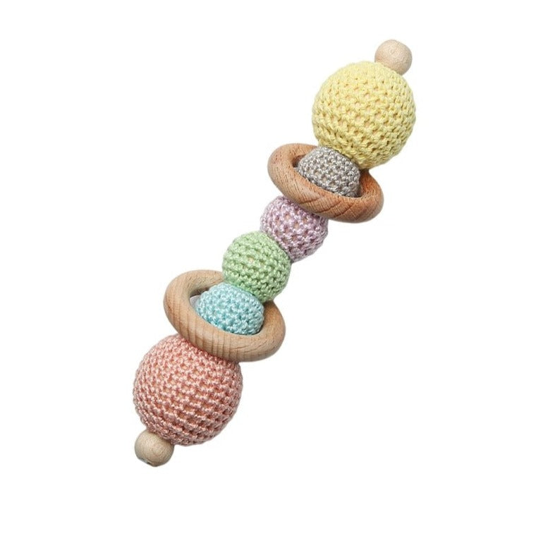 1pcs Baby Crochet Wooden Rattle