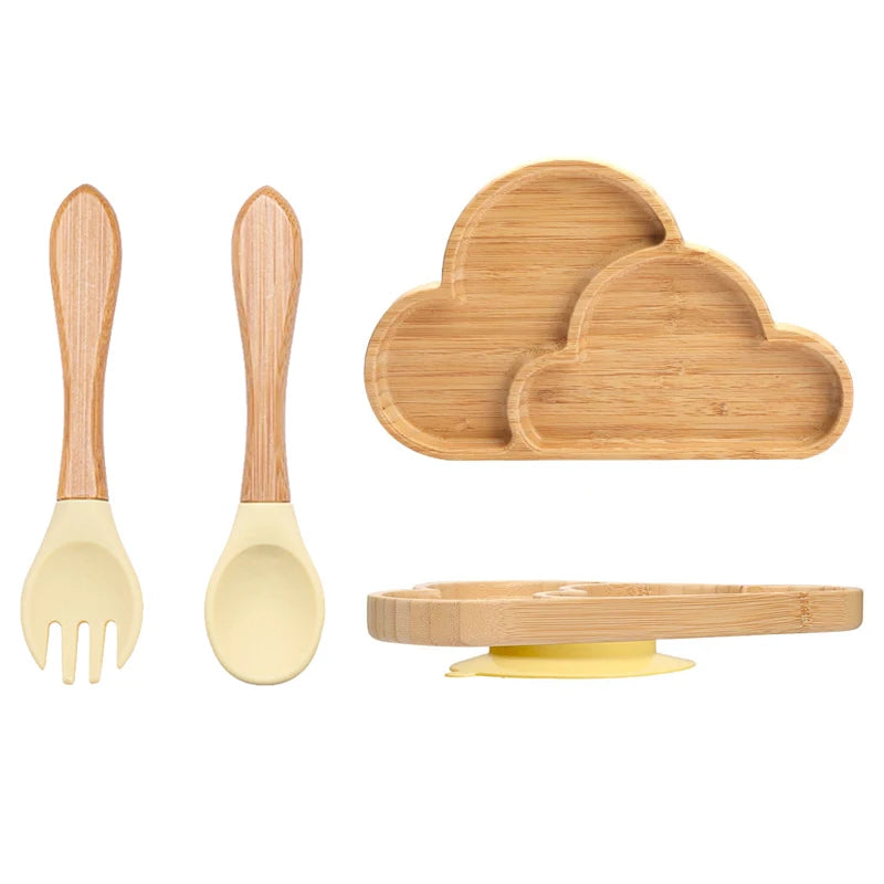 3pc Bamboo Baby Plate Set with Spoon & Fork
