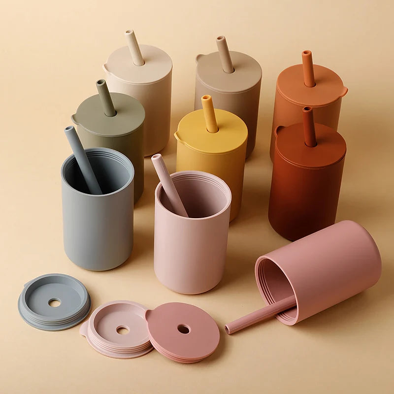 Silicone Baby Training Cup with Straw