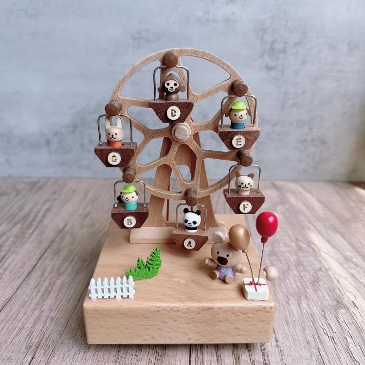 Wooden Bear Ferris Wheel Music Box – Wind-Up Clockwork | Oliver & Company Montessori Toys