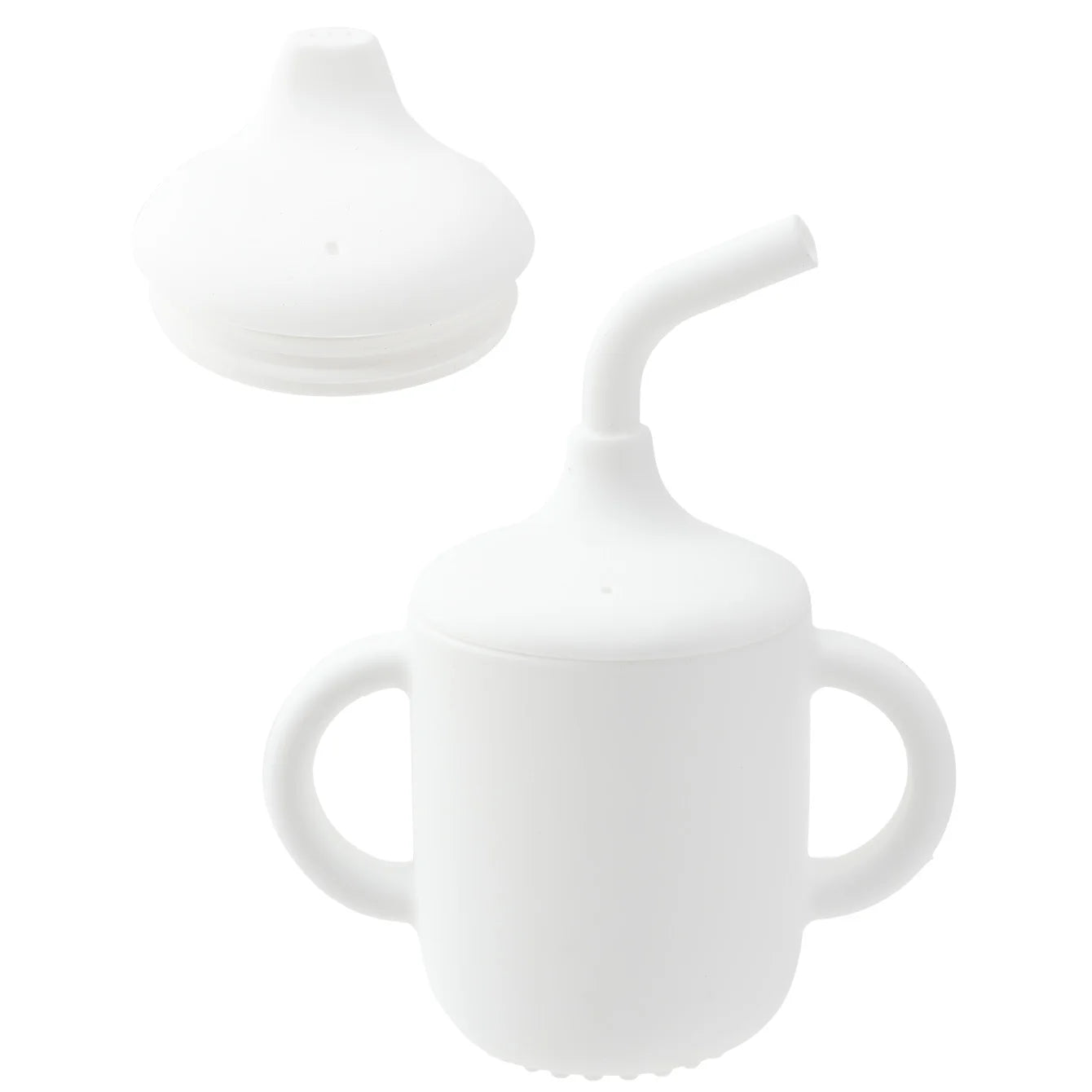 2-in-1 silicone sippy and straw cup in White