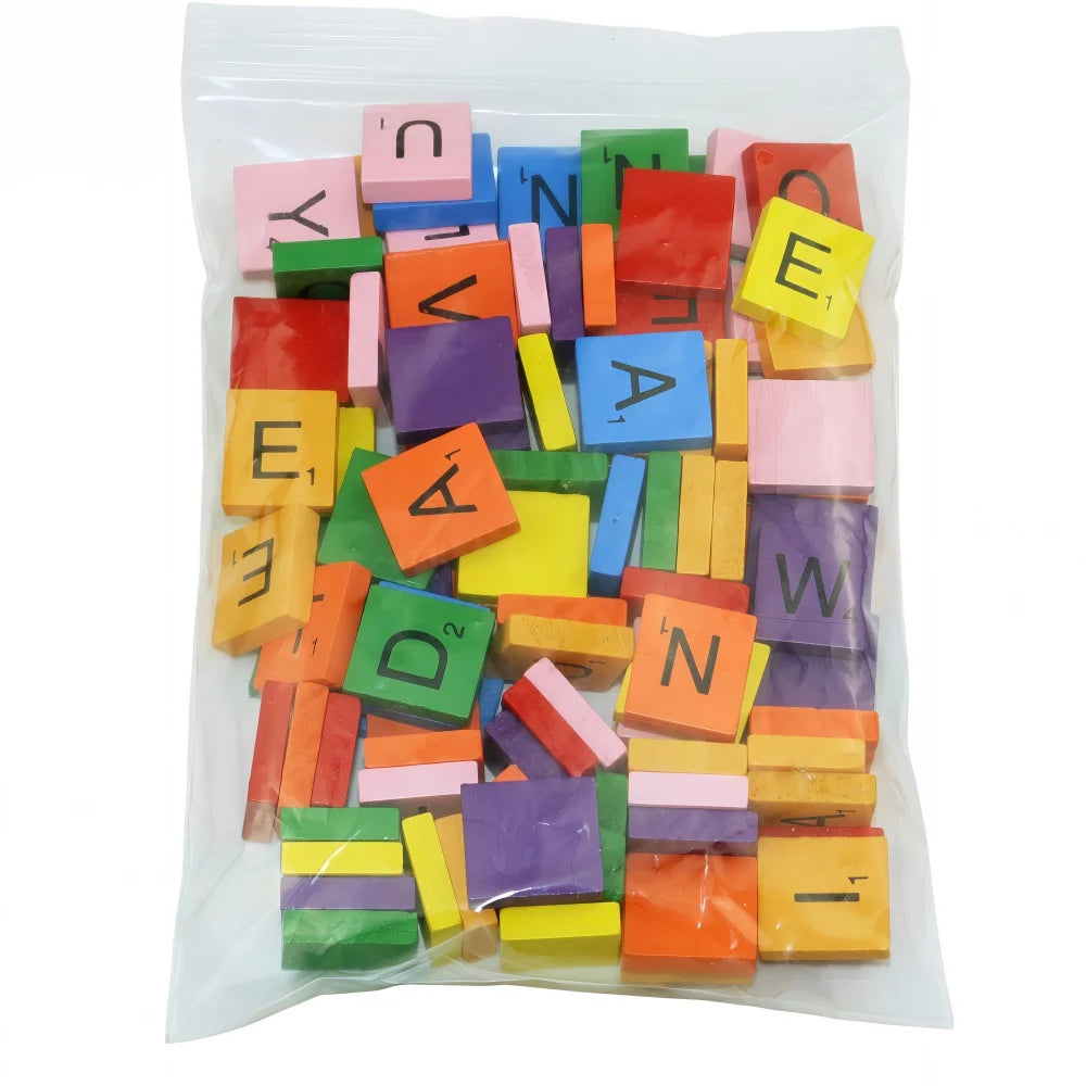 Wooden Letter Tiles Set – 100 Scrabble-Style Alphabet Tiles