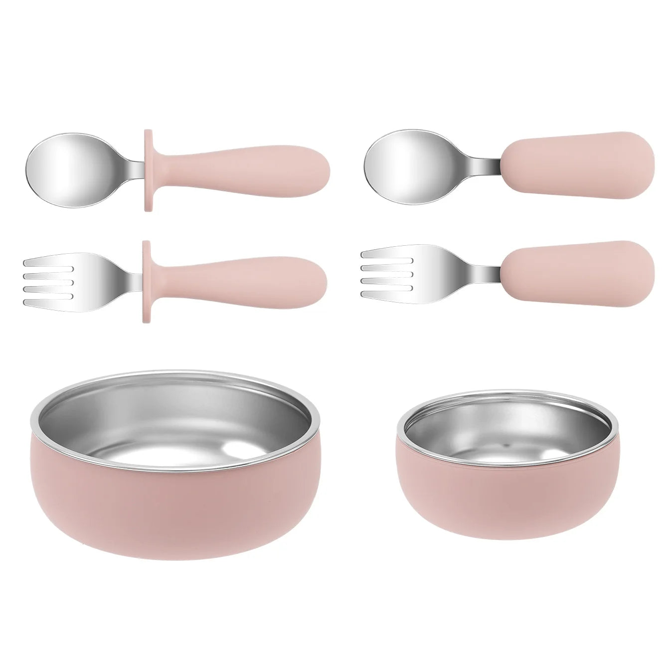 4-Piece Stainless Steel Silicone Suction Bowl and Utensil Set | Oliver & Company Montessori Toys