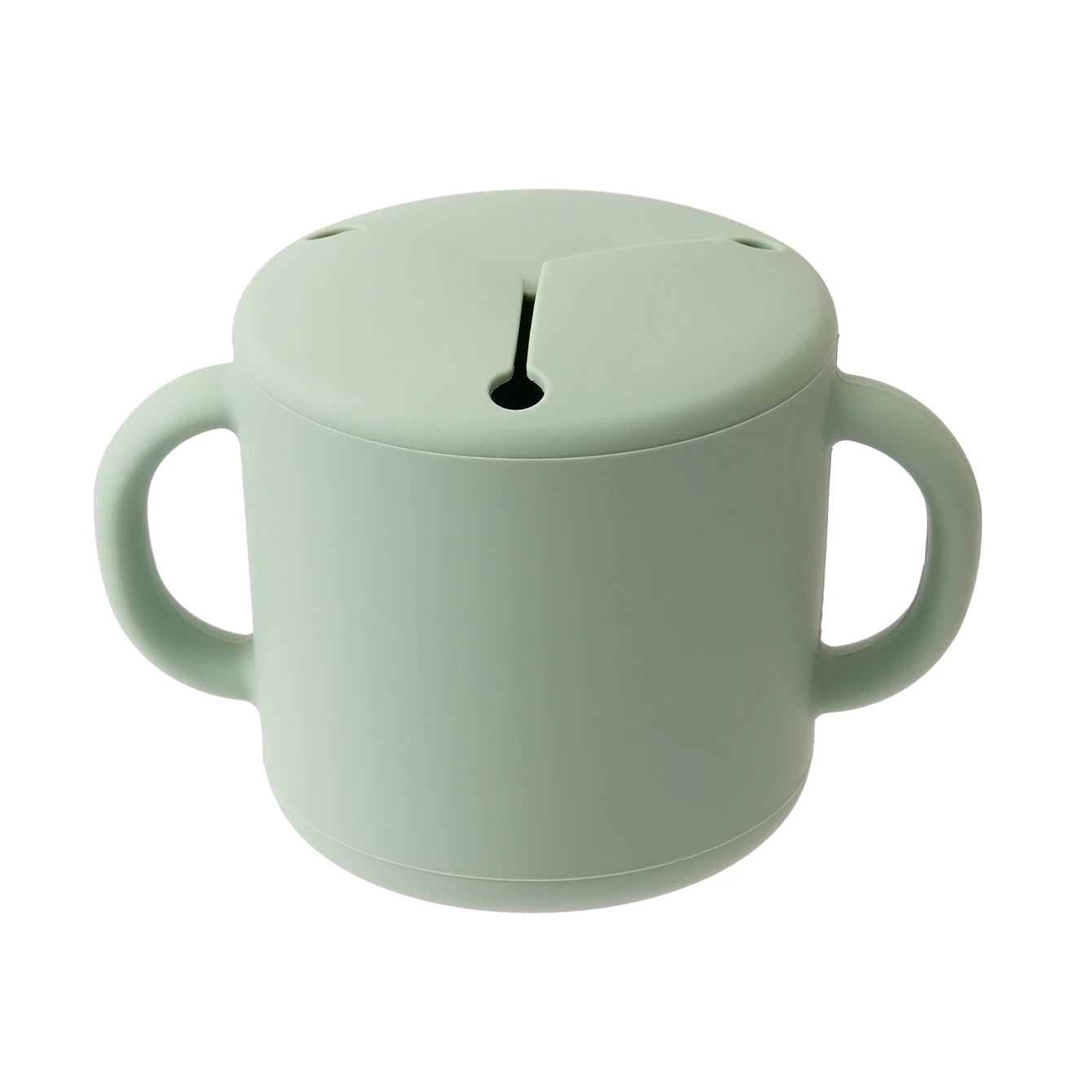 Silicone snack cup with handles in Sage